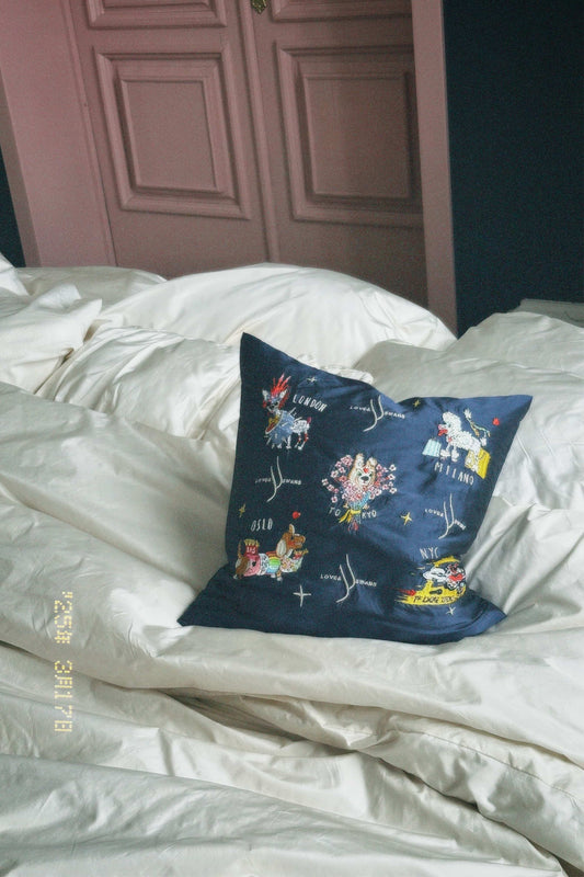 Embroidered Pillow "Cities"