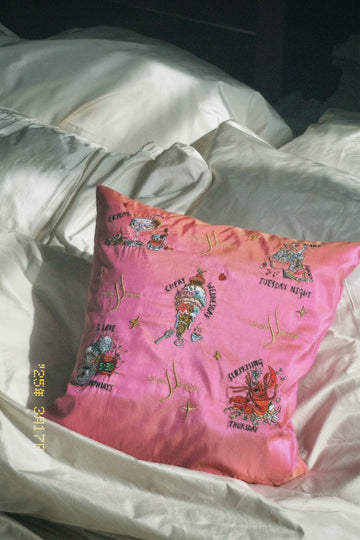 Embroidered Pillow "Food"