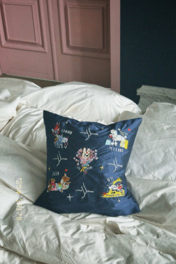 Embroidered Pillow "Cities"